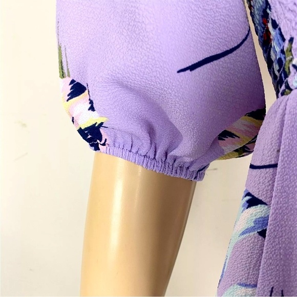 ❤️ LILY WHITE Beautiful Summer Purple Floral On Off Shoulder Women's small Top - Picture 4 of 9